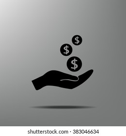 coins in hand, web icon