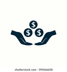 coins in hand, web icon