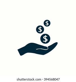 coins in hand, web icon