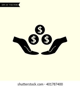 coins in hand, web icon