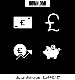 coins icon. 4 coins vector set. pound sterling and tool for saving money icons for web and design about coins theme
