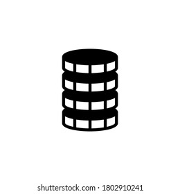 Coins Icon in black flat glyph, filled style isolated on white background
