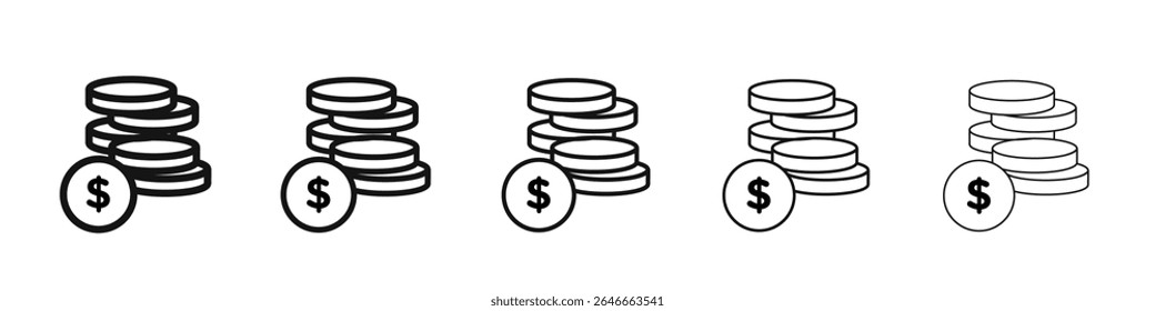 Coins icon black and white vector sign