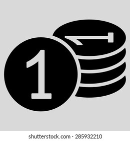 Coins icon from Business Bicolor Set. This flat vector symbol uses black color, rounded angles, and isolated on a light gray background.
