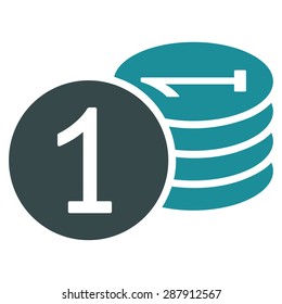 Coins icon from Business Bicolor Set. This flat vector symbol uses soft blue colors, rounded angles, and isolated on a white background.