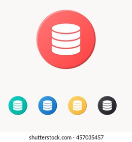 coins icon or button in flat style with long shadow, isolated vector illustration on transparent background