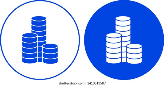 Coins icon in circle. Vector illustration