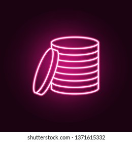 coins icon. Elements of Web in neon style icons. Simple icon for websites, web design, mobile app, info graphics