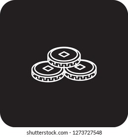 coins icon flat black
