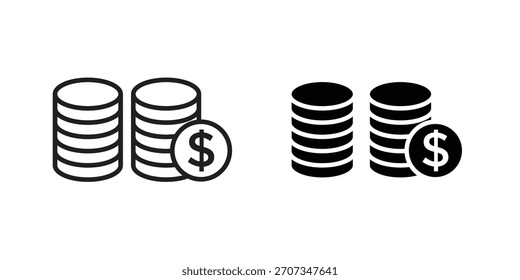 Coins icon. flat and stroke style Collection. simple symbol
