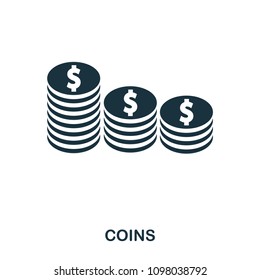 Coins icon. Flat style icon design. UI. Illustration of coins icon. Pictogram isolated on white. Ready to use in web design, apps, software, print