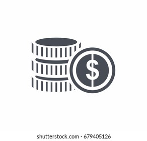 Coins icon flat style vector illustration