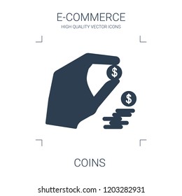 coins icon. high quality filled coins icon on white background. from e commerce collection flat trendy vector coins symbol. use for web and mobile