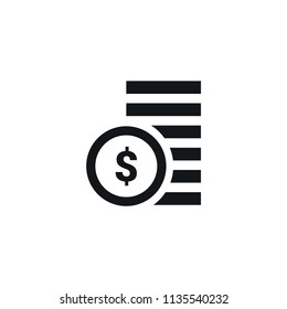Coins icon isolated on white background. Dollar symbol modern, simple, vector, icon for website design, mobile app, ui. Vector Illustration