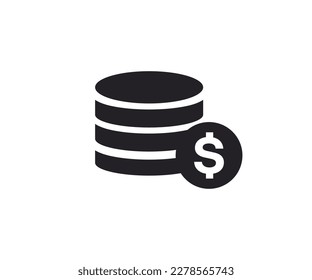 Coins Icon isolated on white background. Money icon set. Bank, check, law, auction, coins, exchance, payment, wallet, deposit. Dollar sign symbol. Growing business concept vector design.