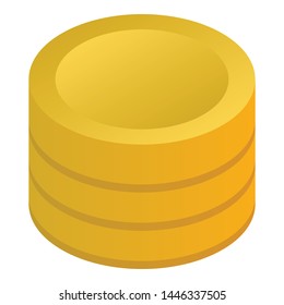 Coins icon. Isometric of coins vector icon for web design isolated on white background