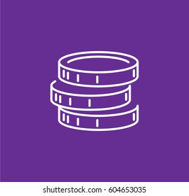Coins icon. Linear style. Isolated vector.