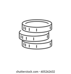 Coins icon. Linear style. Isolated vector.
