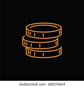 Coins icon. Linear style. Isolated vector.