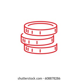 Coins icon. Linear style. Isolated vector.