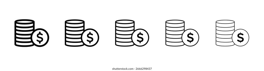 Logotipo de icono de monedas en líneas de trazo colección