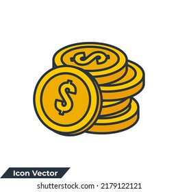 ilustración vectorial del icono de monedas. plantilla de símbolo de dinero en efectivo para colección de diseño gráfico y web