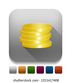 coins icon With long shadow over app button