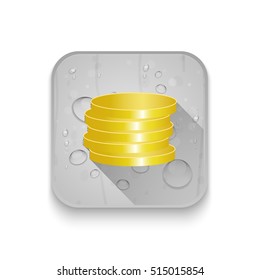 coins icon With long shadow over app button