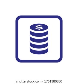 Coins icon on white background.