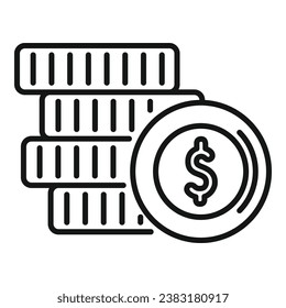 Coins icon outline vector. App credit wallet. Coin finance credit funds