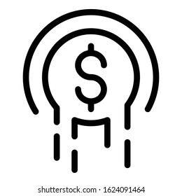 Coins icon. Outline coins vector icon for web design isolated on white background