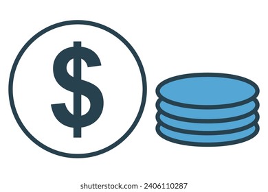 coins icon. icon related to physical currency, financial. flat line icon style. element illustration