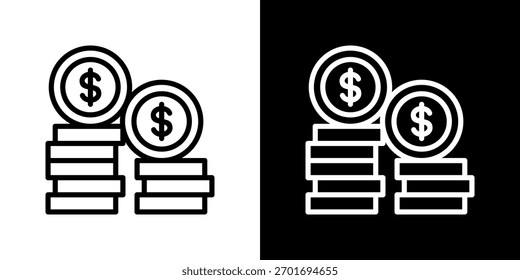 Coins Icon Set. Clean Line Design With Light And Dark Versions For Versatile Use.