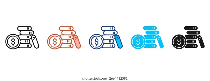 Conjunto de iconos de monedas Colección de estilo múltiple