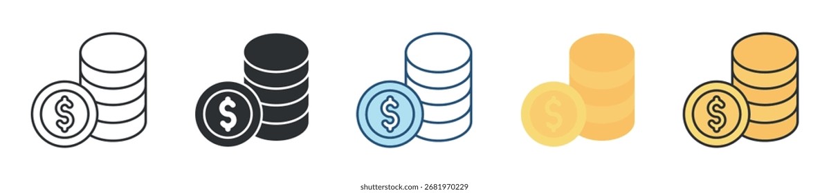 Coins Icon Set Multiple Style Collection