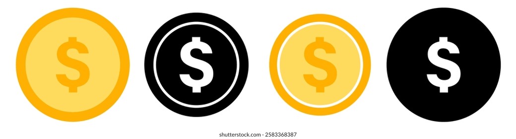 Coins icon set simple design