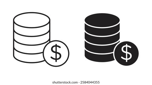 Coins icon set in thin line. vector illustrations for web