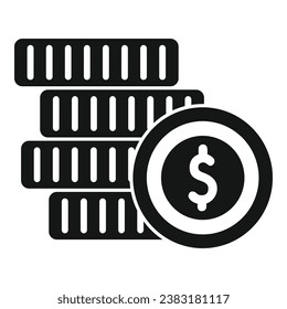 Icono de monedas vector simple. Cartera de crédito de la aplicación. Fondos de crédito para la financiación de monedas