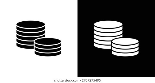 Ícone de moedas no conjunto de silhuetas sólidas. Ilustração de vetor.