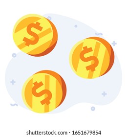 Münzsymbol. Buchse für goldene Münzen, wie Einkommensgrafik