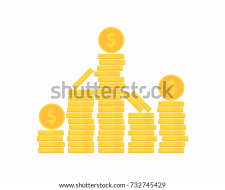 Coins icon. Stack of golden coin like income graph. Vector illustration.