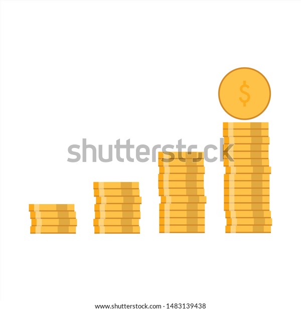 コインのアイコン 金貨の積み重ね ベクターイラスト のベクター画像