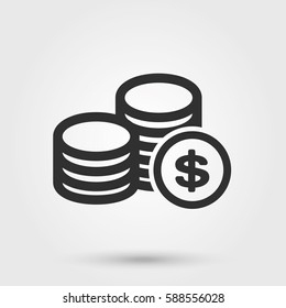 Icono de monedas - vector de stock.