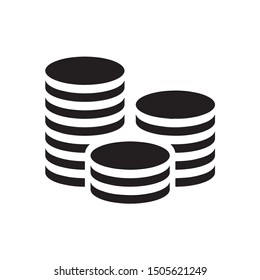 Coins icon vector black color