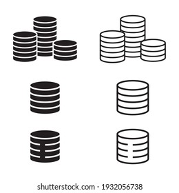 Coins icon vector. Coin stacks sign