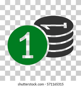 Coins icon. Vector illustration style is flat iconic bicolor symbol, green and gray colors, transparent background. Designed for web and software interfaces.