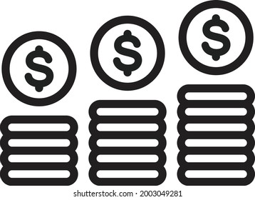 Coins icon vector image. Can also be used for Physical Fitness. Suitable for mobile apps, web apps and print media.