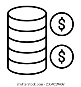 Coins icon vector image. Can also be used for web apps, mobile apps and print media.