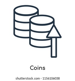 Coins icon vector isolated on white background, Coins transparent sign , thin symbols or lined elements in outline style