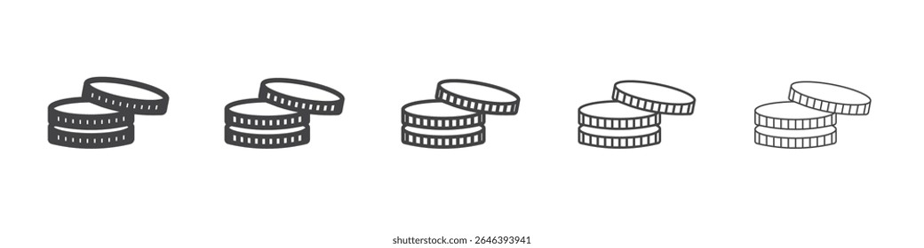 Coins icon vector outline set illustration sign